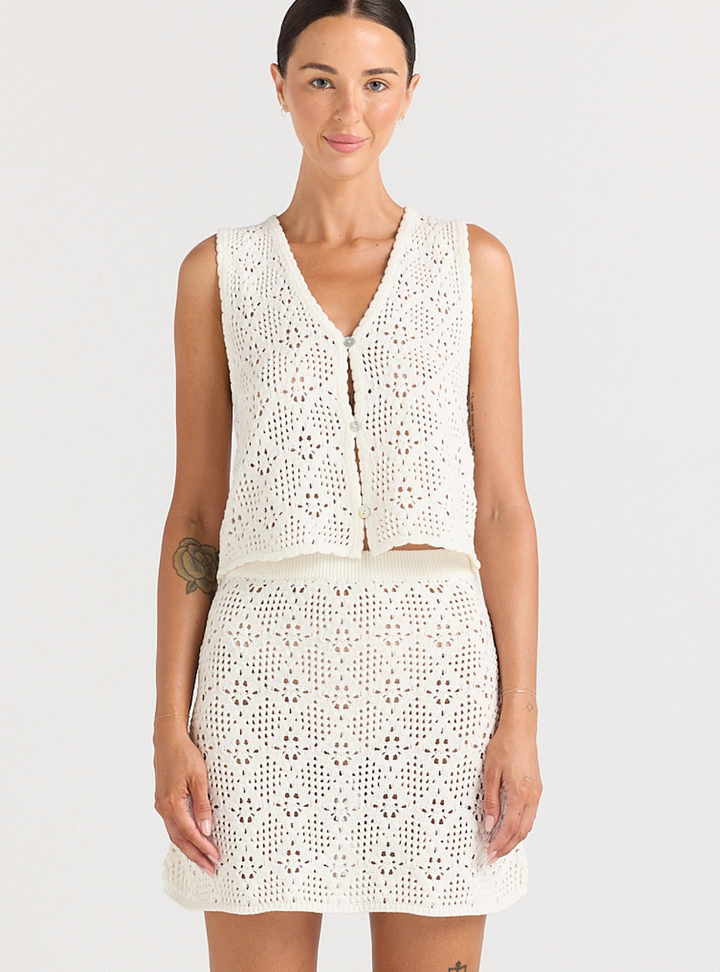 Messina V Knit Top - Vanilla