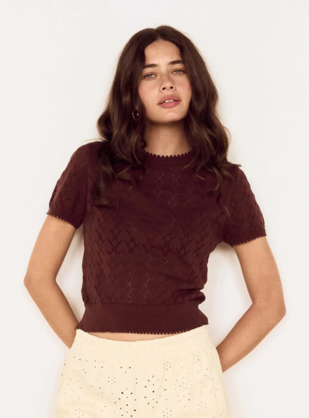 Calla Knit Tee - Chocolate