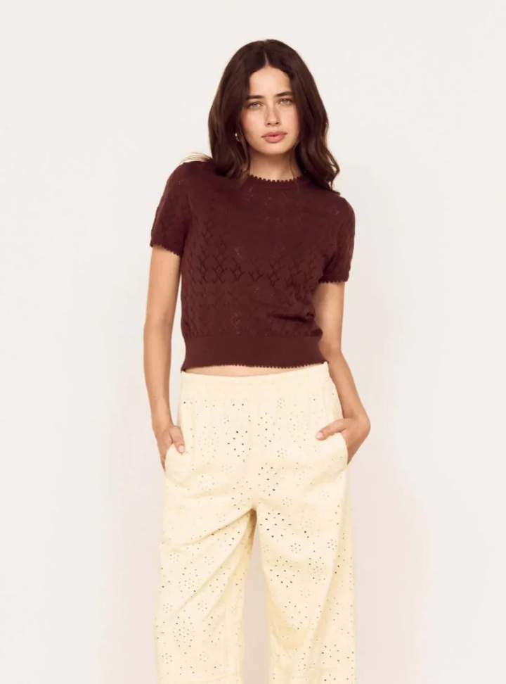 Calla Knit Tee - Chocolate