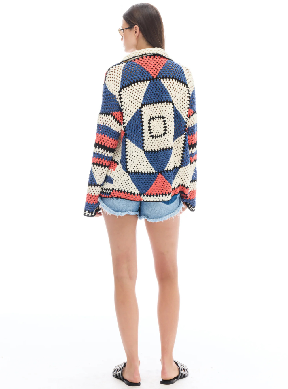 Hand Knitted Crochet Cardigan - Multi