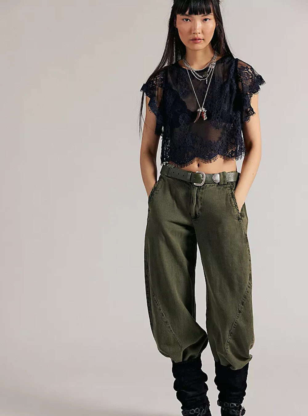 Lunar Ash Lace Top - Black