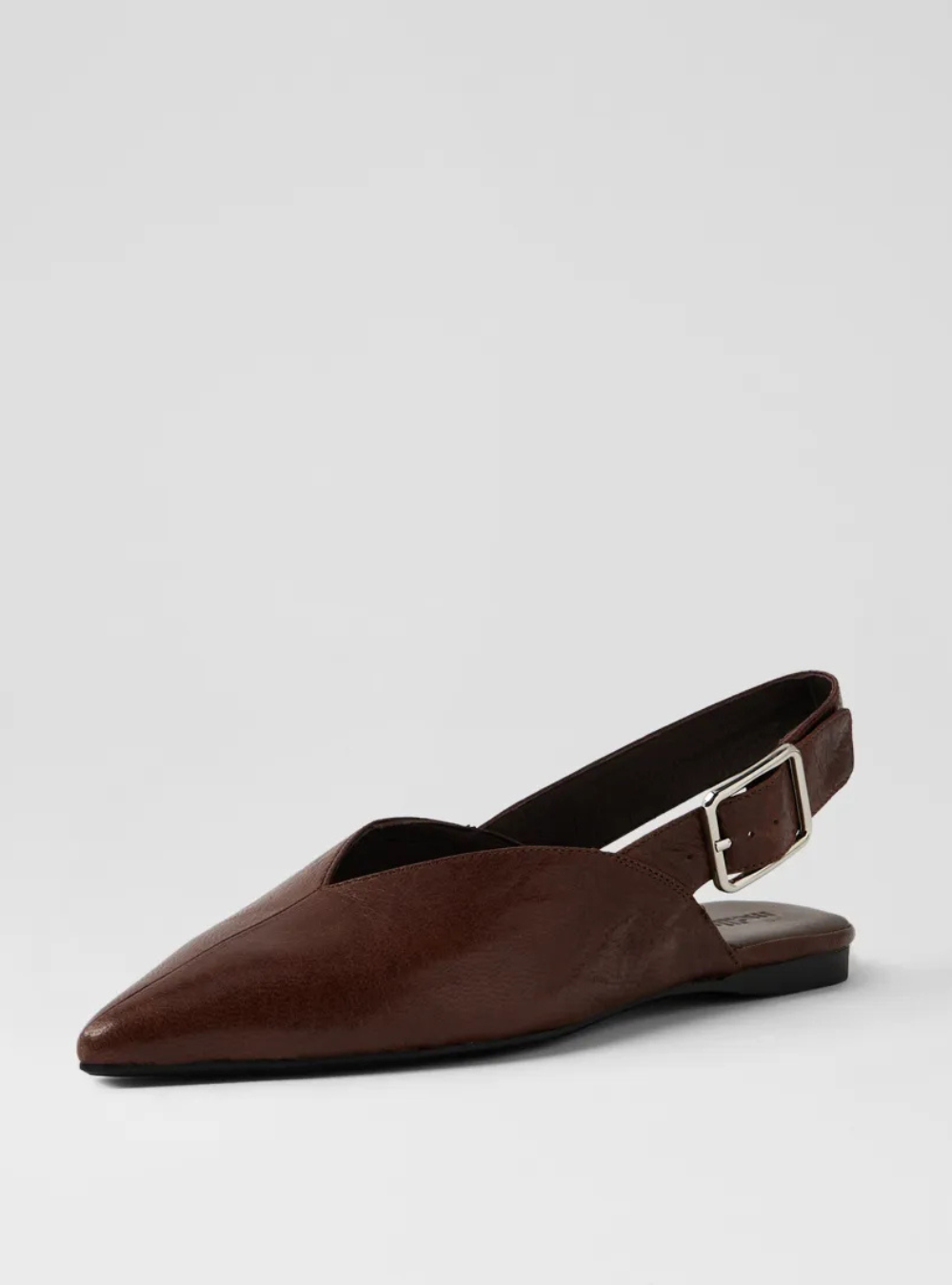 Foraya Leather Flat Shoes - Choc