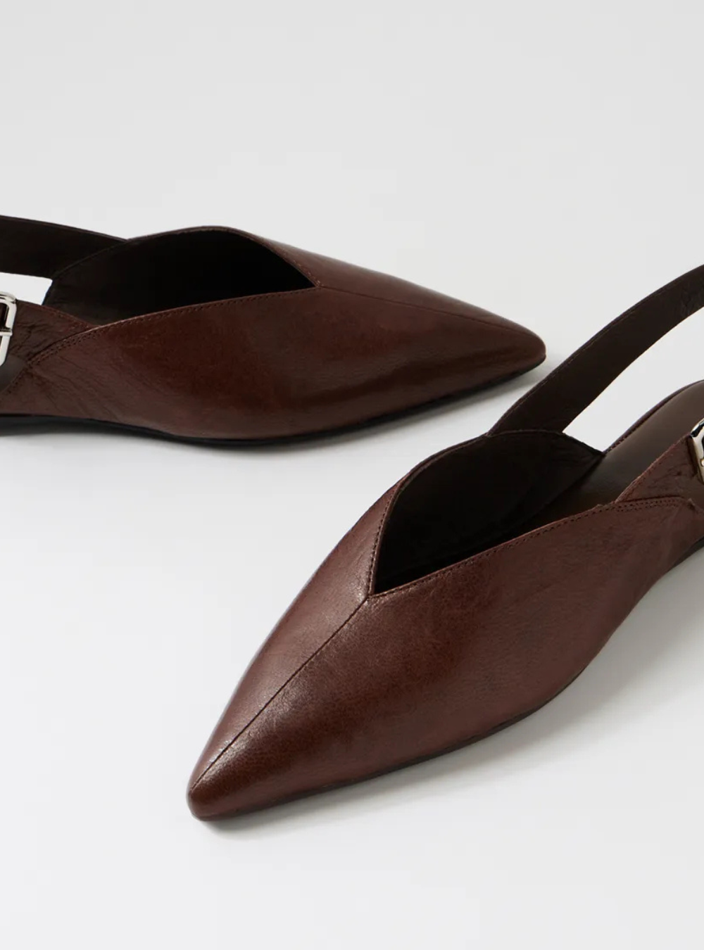 Foraya Leather Flat Shoes - Choc