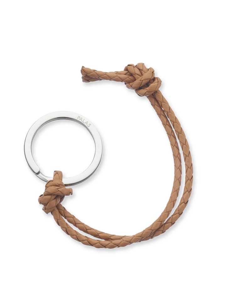 Natural Leather Plaited Leather Keyring