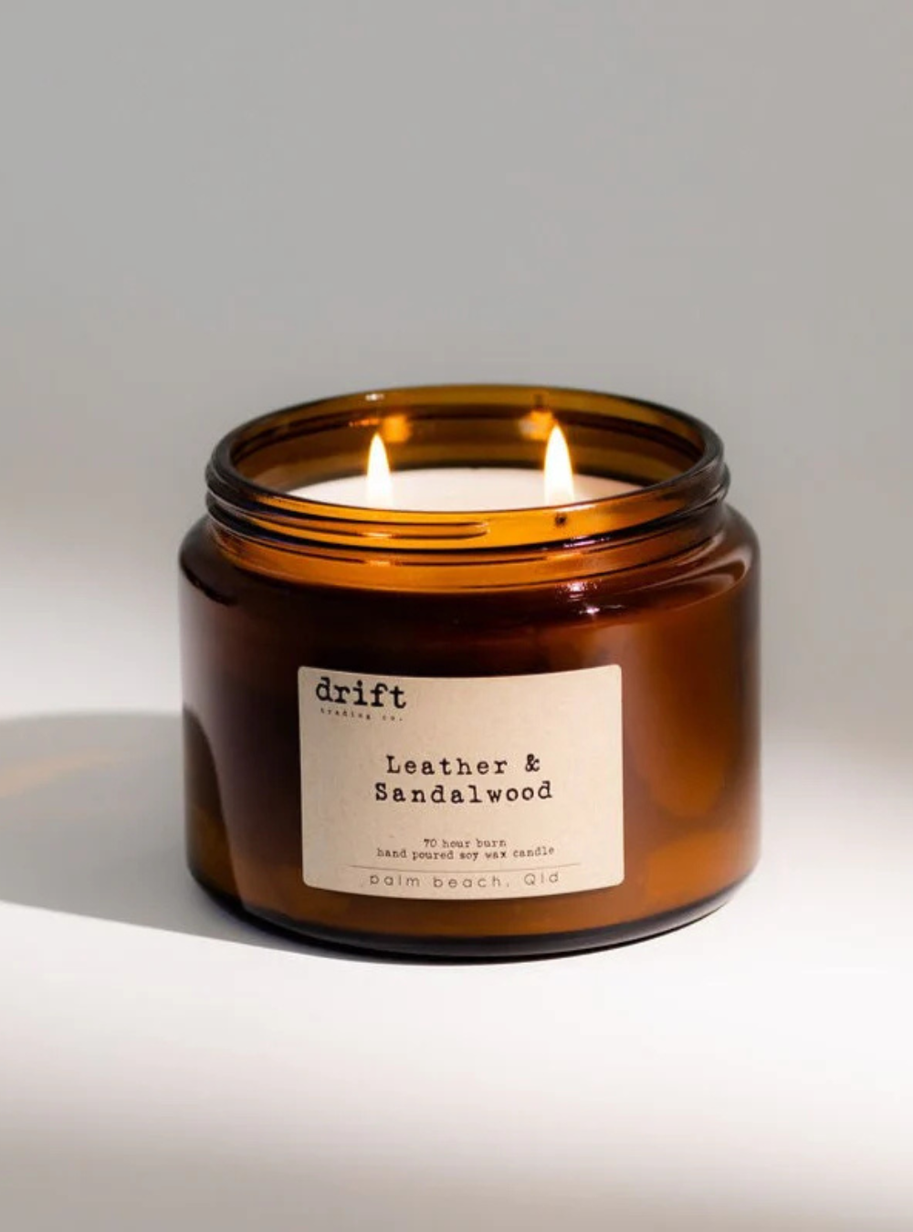 Leather and Sandalwood Candle (XL Amber)