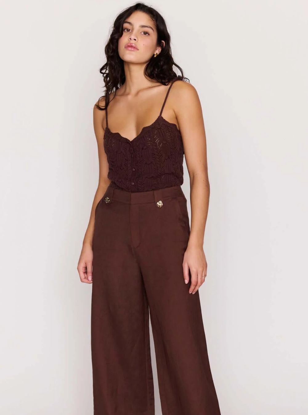 Kaia Wide Leg Pants - Chocolate