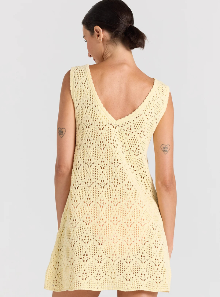 Messina V Knit Dress - Lemon
