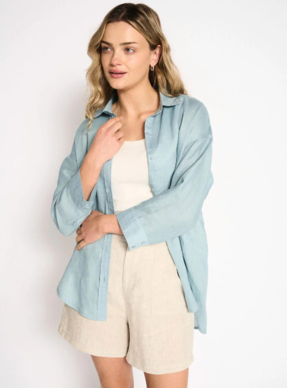 Boyfriend Shirt - Aqua Haze