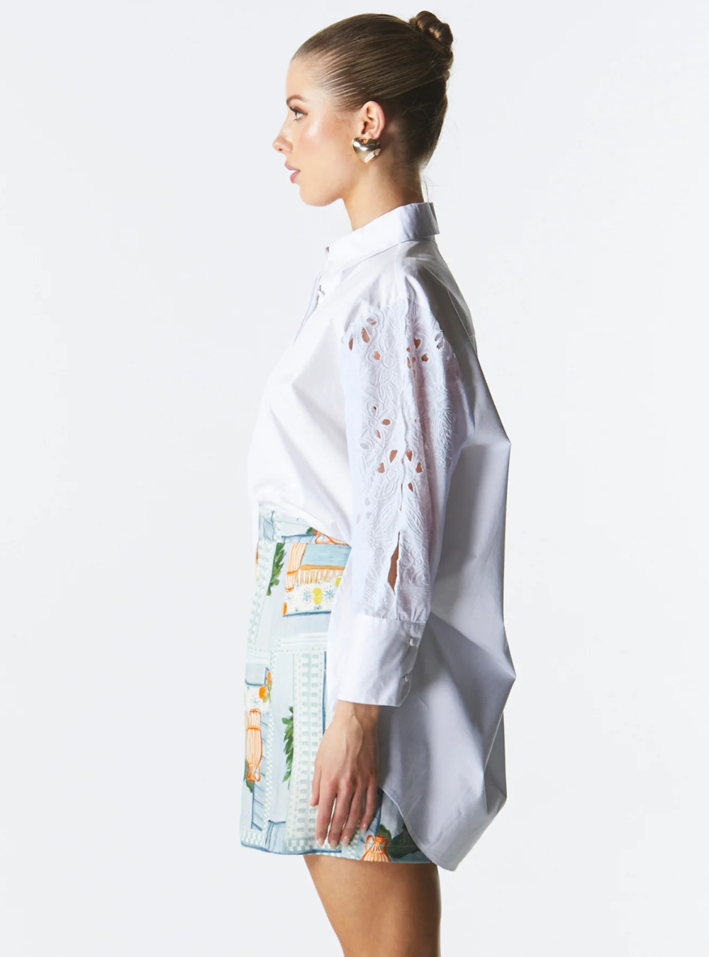 Lily Pad Broderie Shirt - White