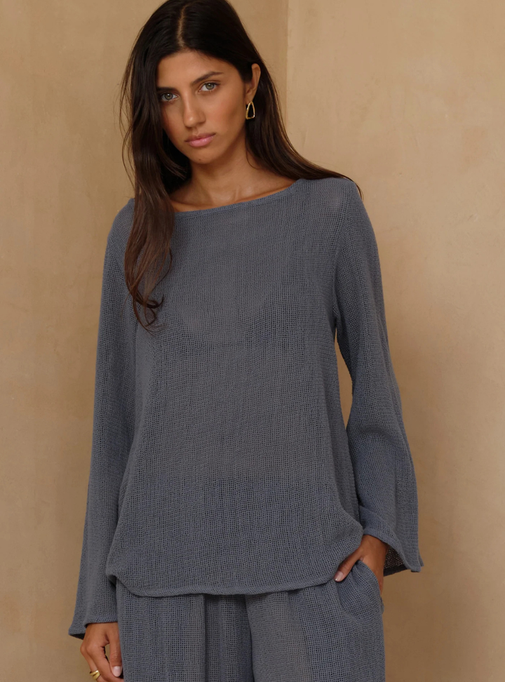 Allegra Mesh Top - Storm Blue
