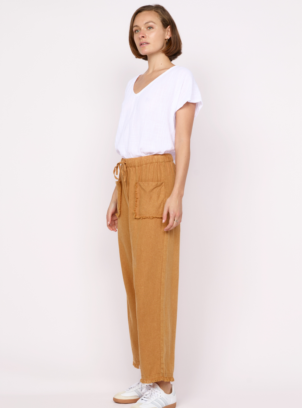 Joshua Frayed Linen Pant - Stonewash Tan