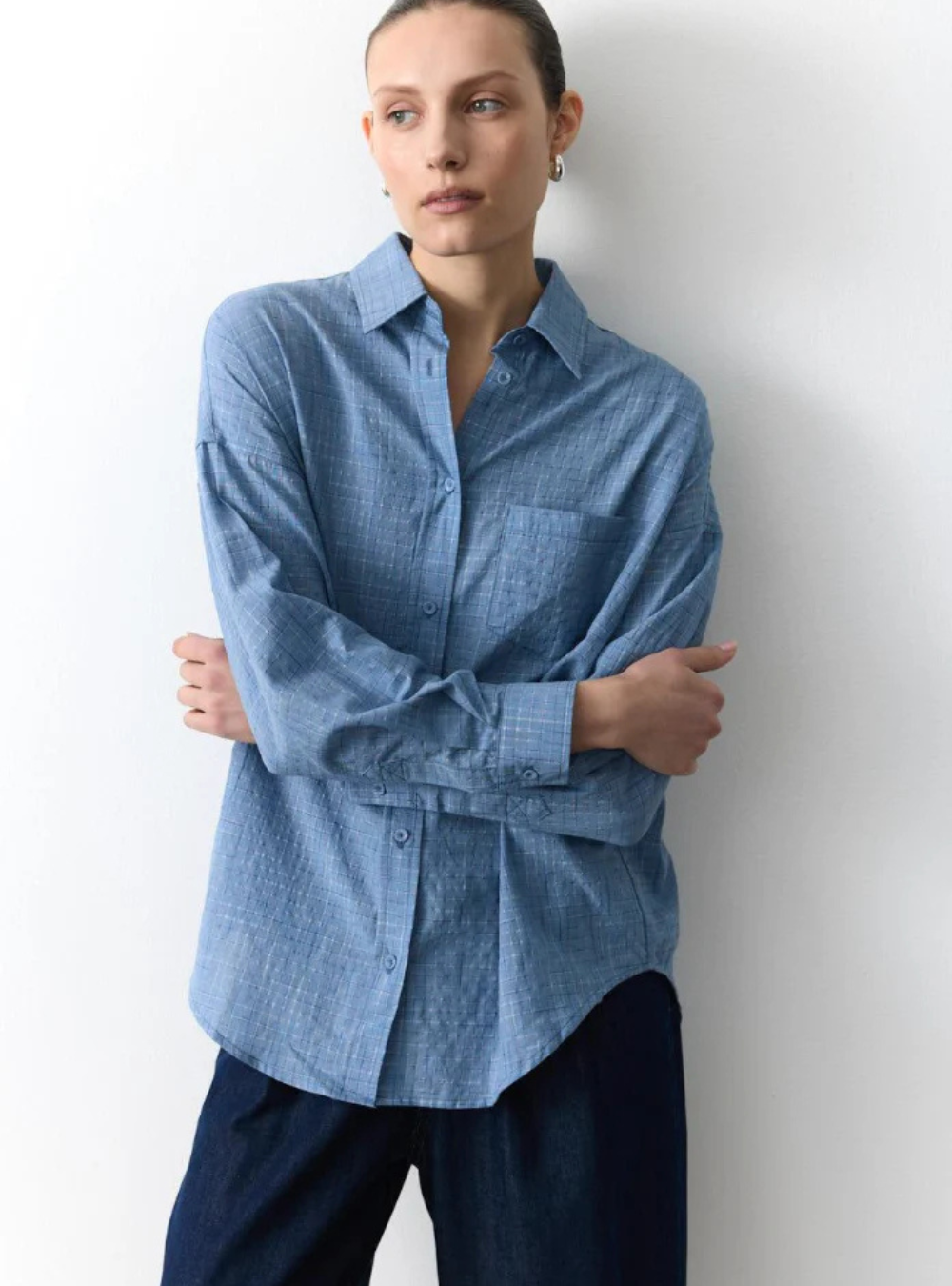 Billie Check Shirt - Cornflower Blue