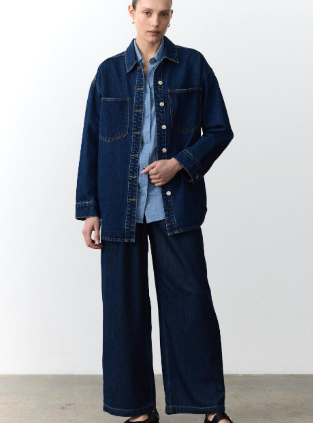 Eleni Wide Leg Jean - Dark Denim
