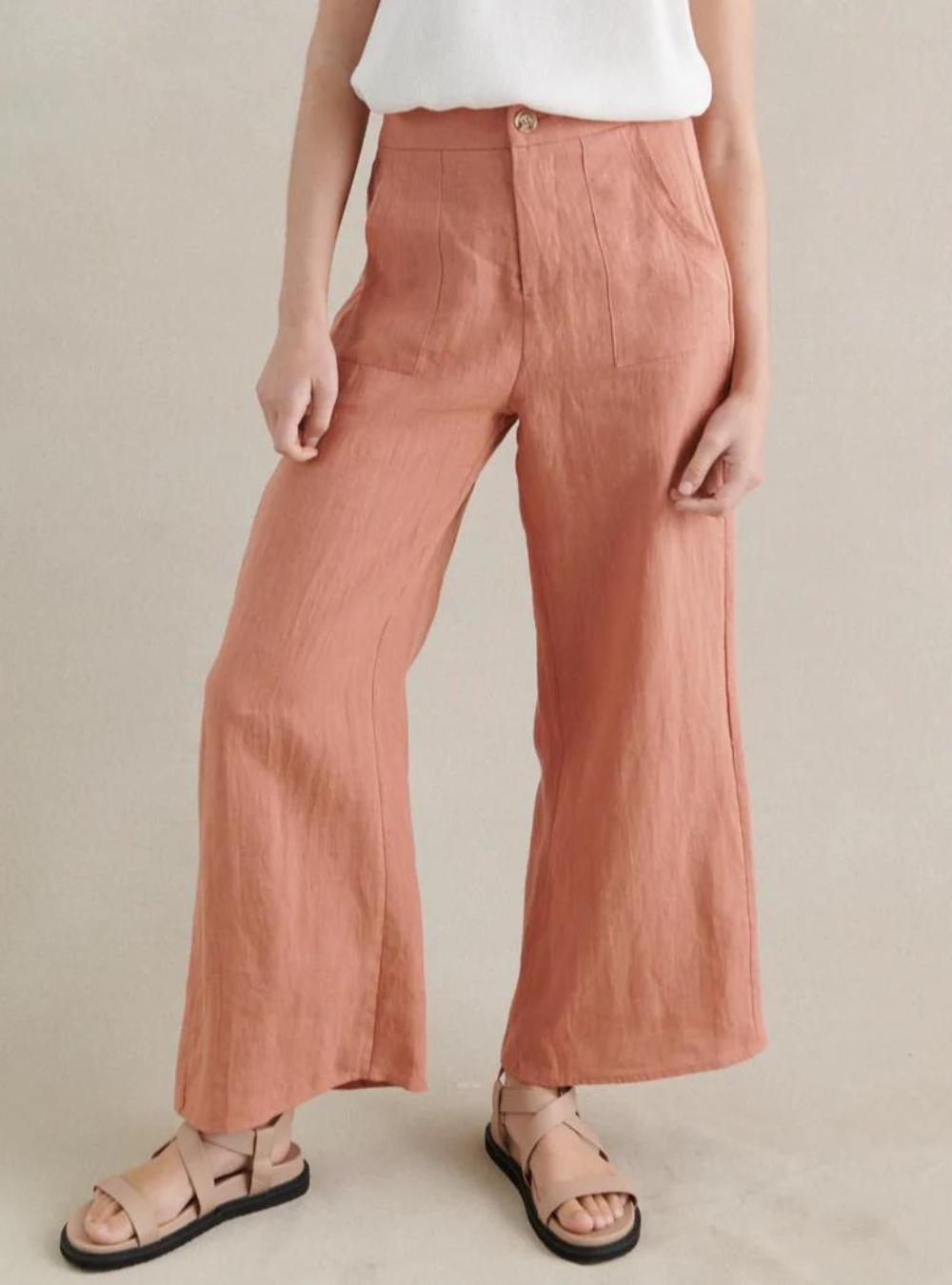 Jude Linen Pants - Peach