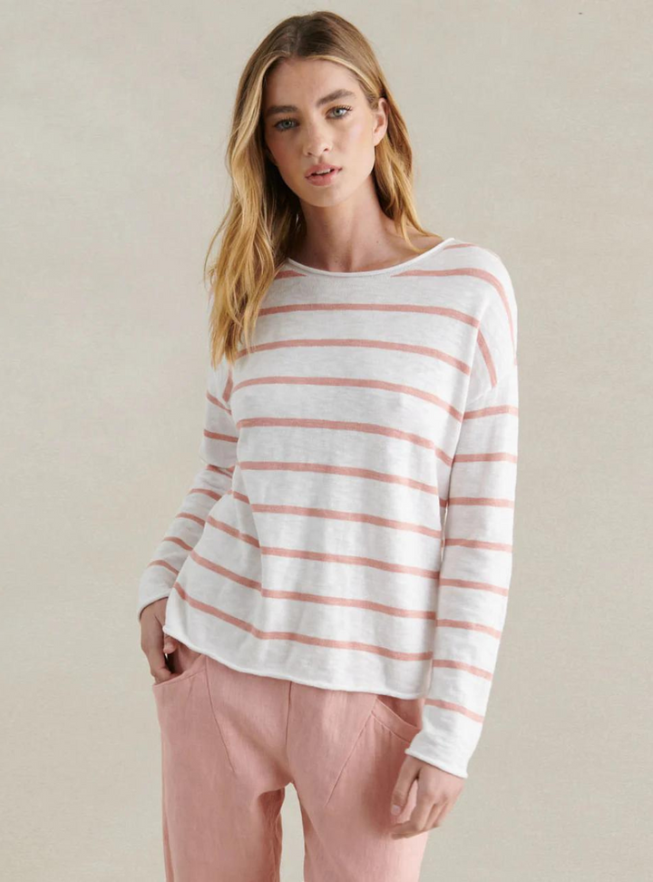 Minnie Top - White/Peach Stripe