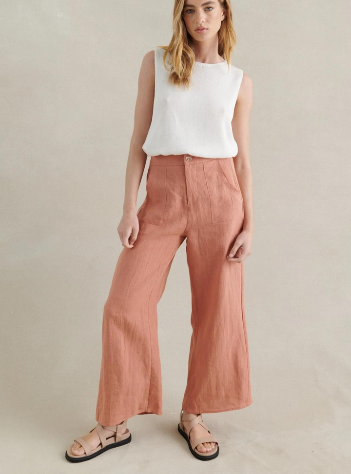 Jude Linen Pants - Peach