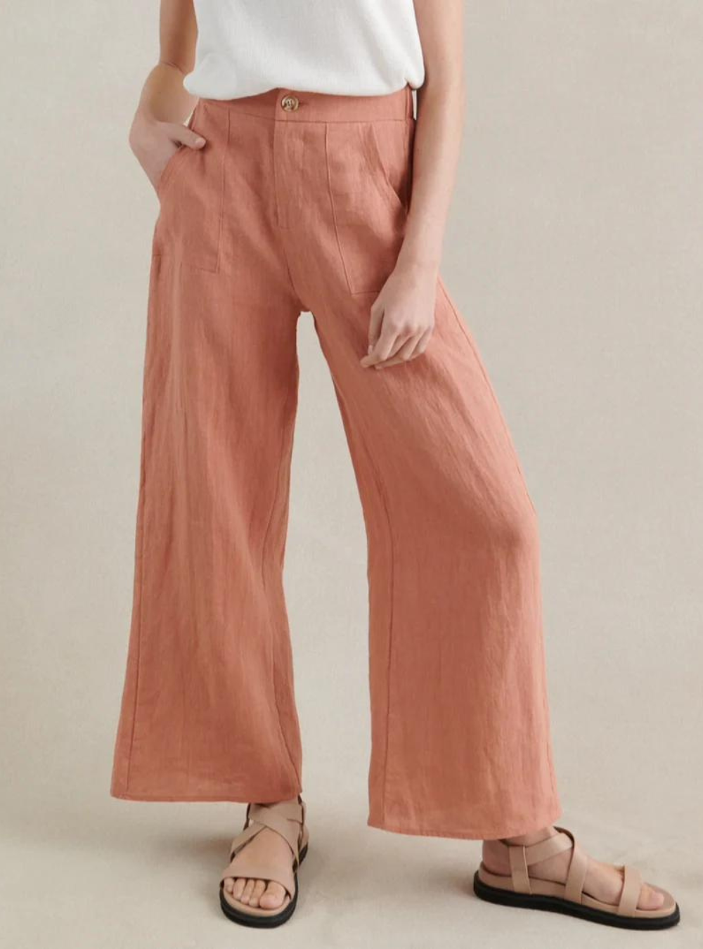 Jude Linen Pants - Peach