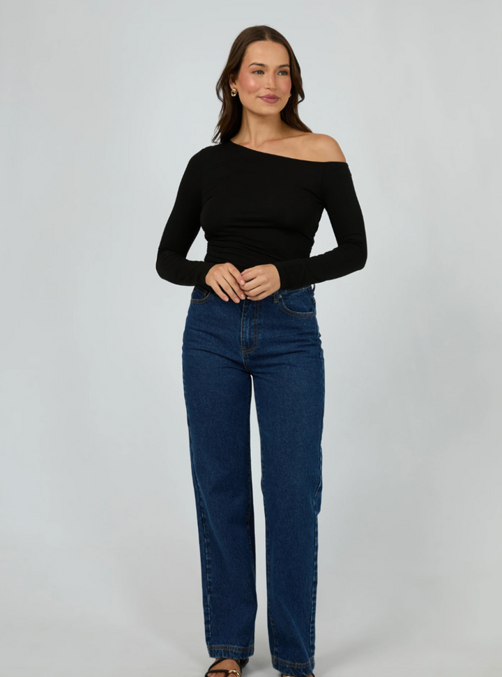 Evie Ruched Long Sleeve - Black