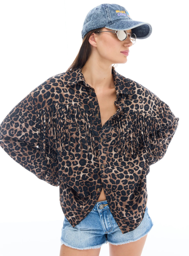 Ibiza Animal Fringed Long Sleeve Shirt
