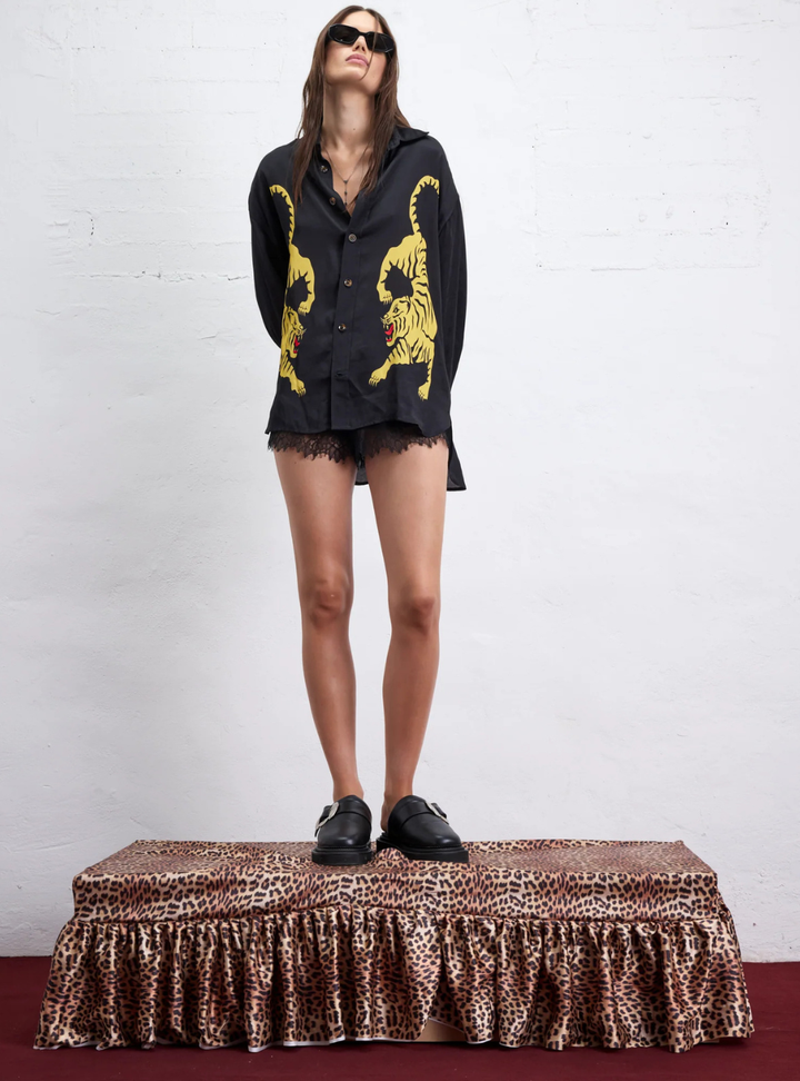 Crouching Tiger Long Sleeve Shirt - Black