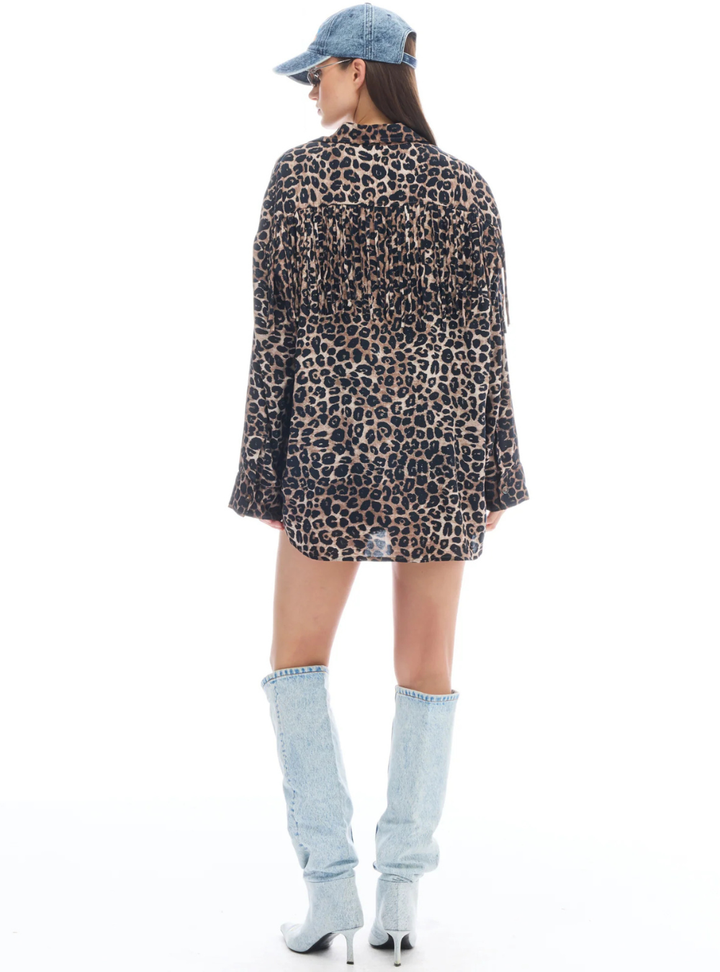 Ibiza Animal Fringed Long Sleeve Shirt