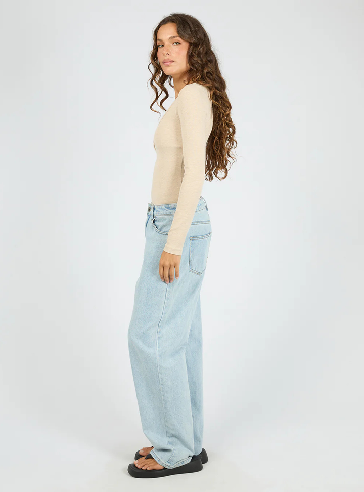 Sia Rib Long Sleeve Top - Oat