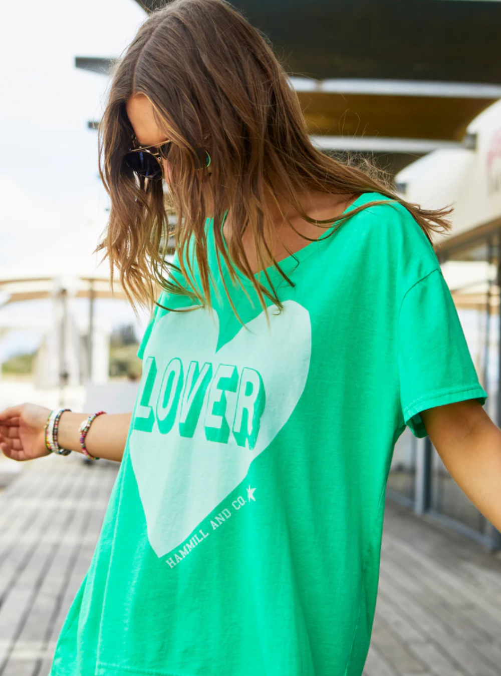 Vintage Wash Lover Heart Tee - Green