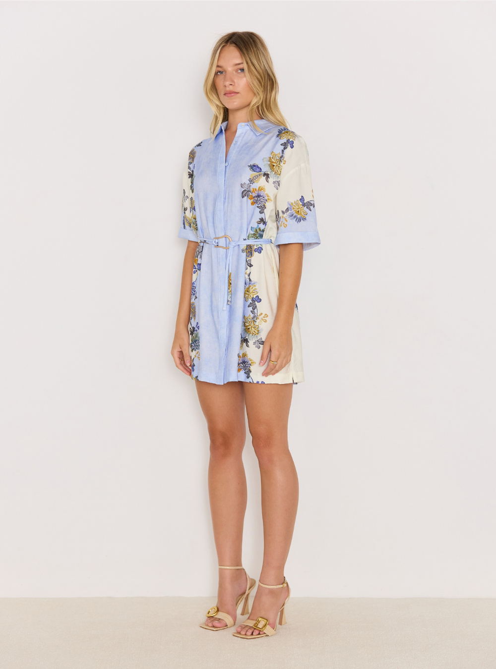 Lucia Shirt Dress - Blue & Cream Floral
