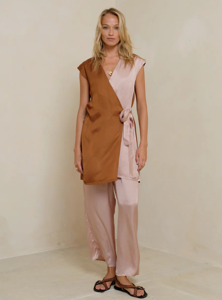 Lumen Patchwork Mini Dress - Rust/Rose