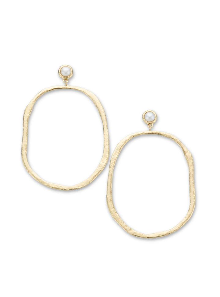 Lunar Pearl Oval Hoop Earrings