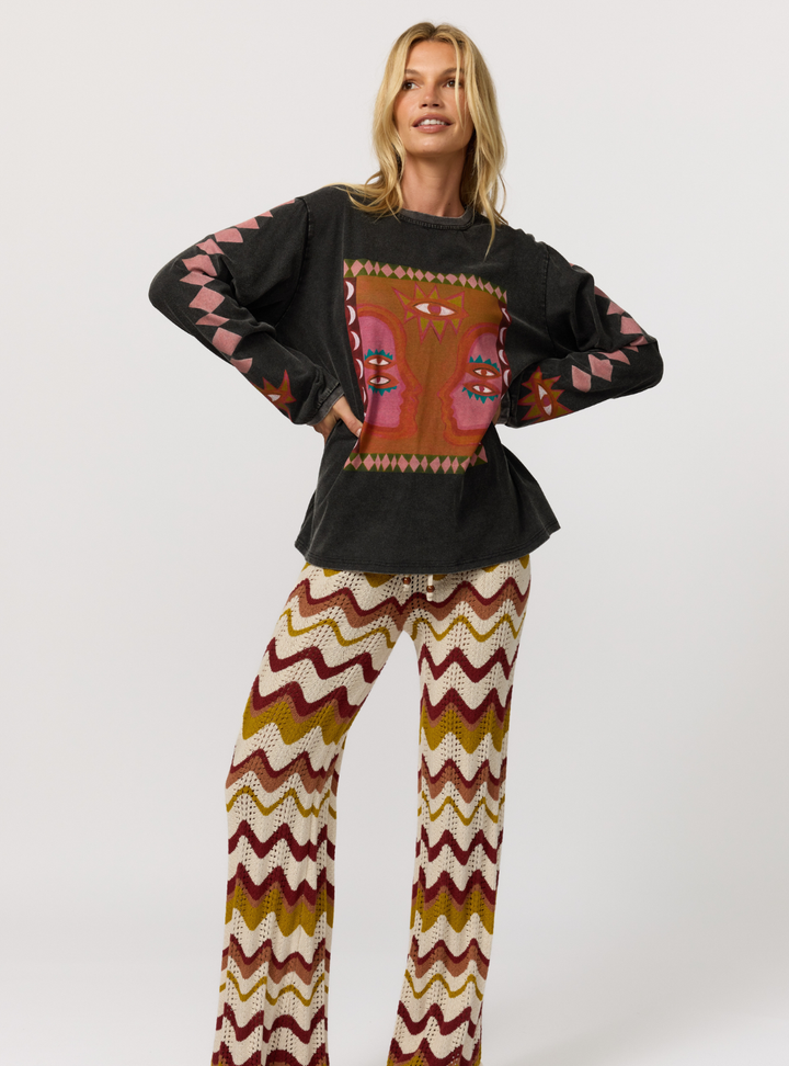 Luna Rosa Long Sleeve Tee - Onyx