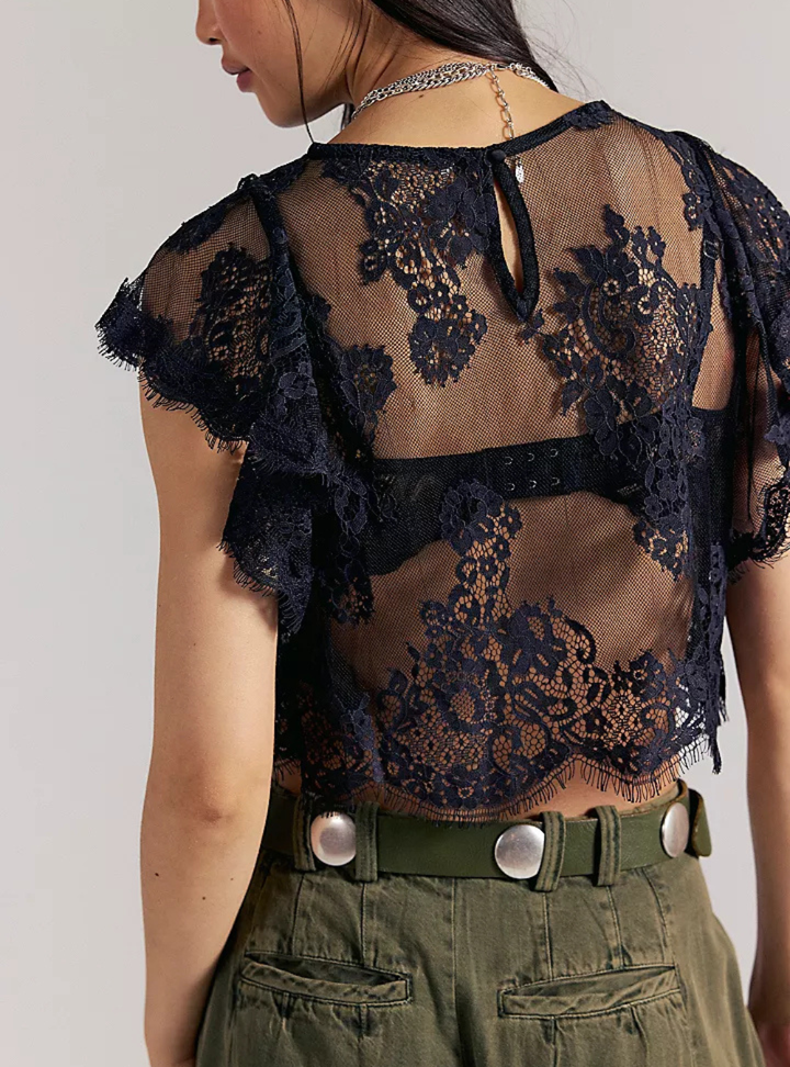 Lunar Ash Lace Top - Black