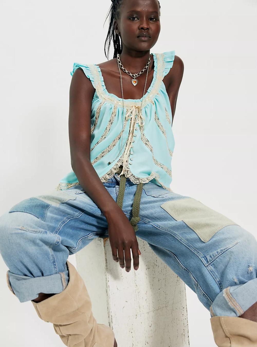 Mabel Tank - Pastel Blue Combo