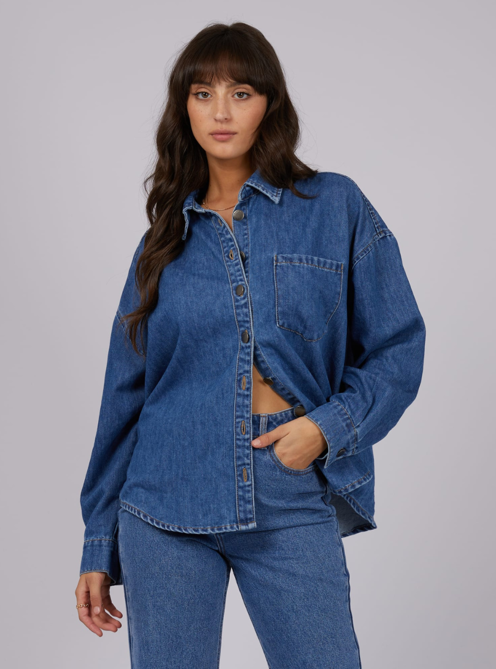 All About Eve | Maci Denim Shirt - Heritage Blue – Gypsy and the Muse Co