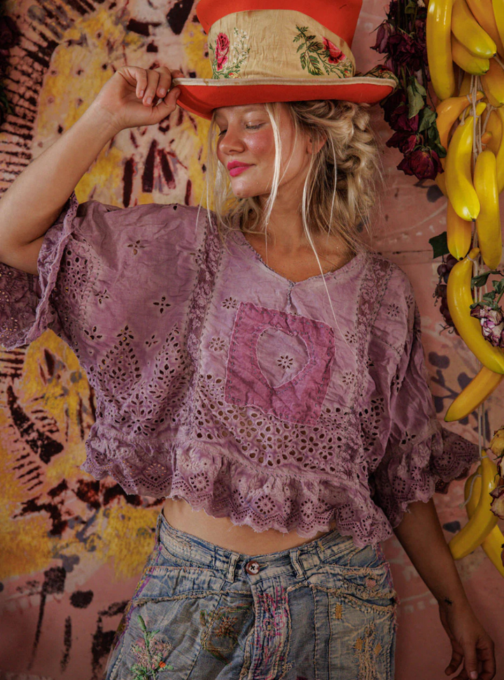 Magnolia Pearl Eyelet Rosemary Blouse 2215 - Purple Boba