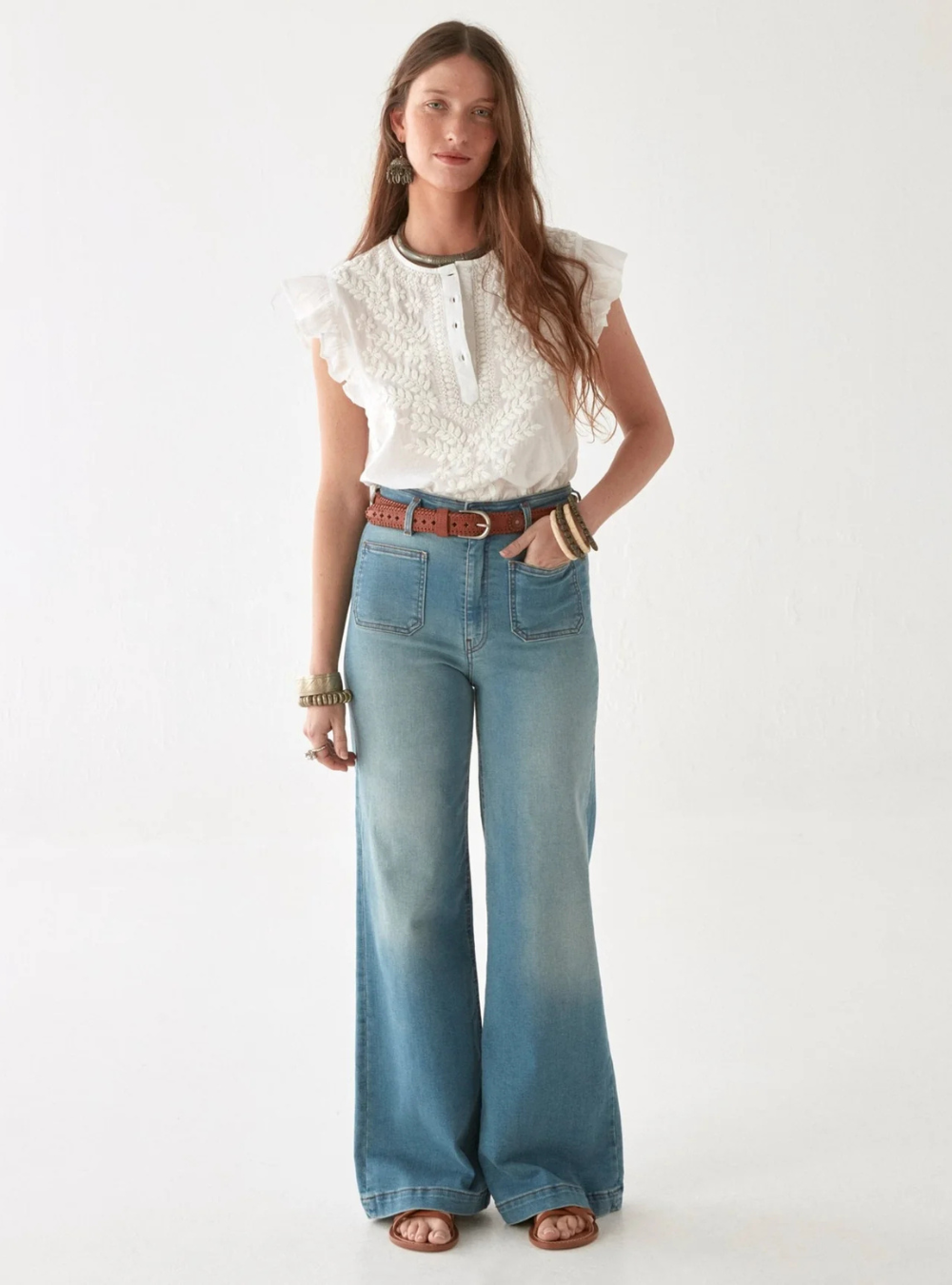 Ashanti Blouse - Chikan Bianco