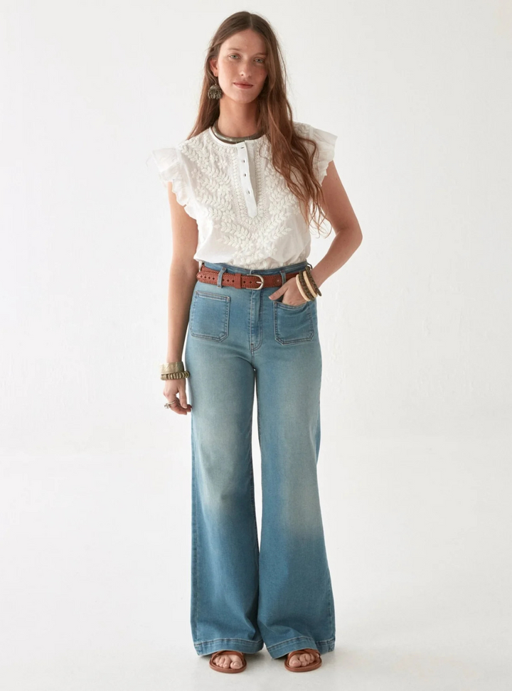Ashanti Blouse - Chikan Bianco