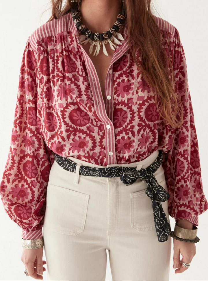 Leandra Blouse - Flamingo Grooves