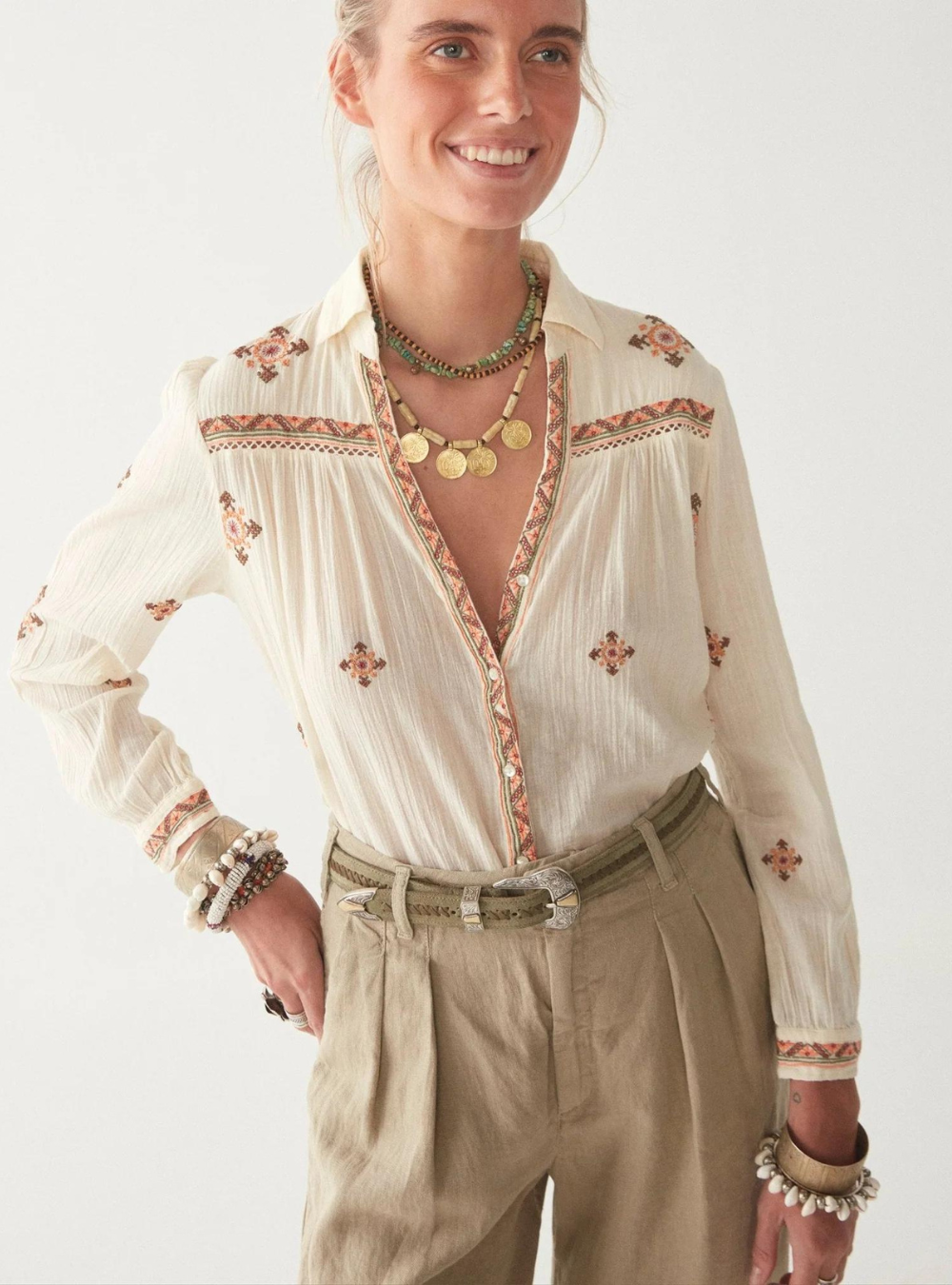 Rombo Blouse - Compass Ivory