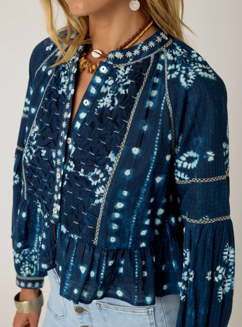 Sora Blouse - Shibori Ink