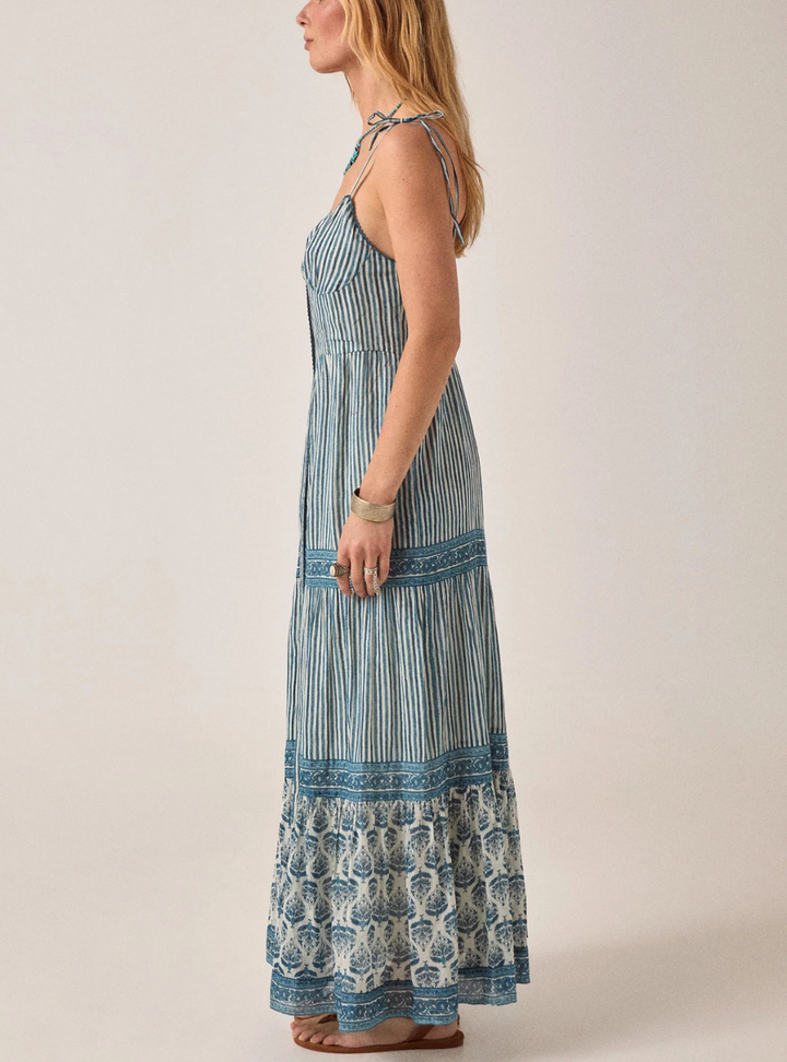Cristina Dress - Mediterranean Stripes Blue Ink