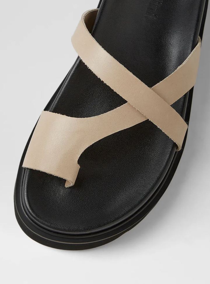 Margee Leather Slides - Latte Black