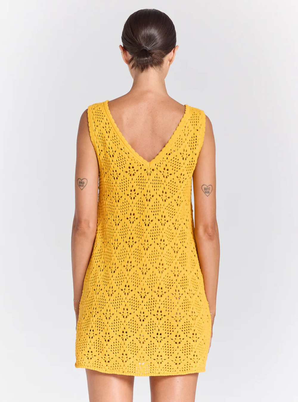 Messina V Crochet Knit Dress - Marigold