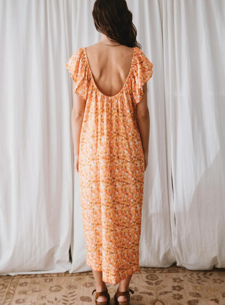 Clementine Frill Midi Dress - Nectar