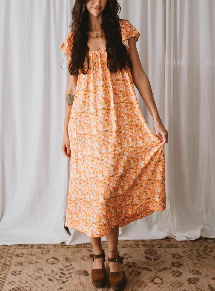 Clementine Frill Midi Dress - Nectar