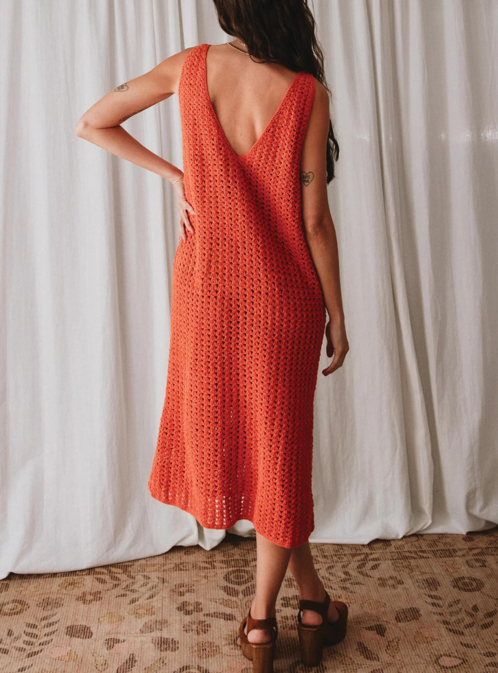 Maggie Crochet Midi Dress - Sunkissed