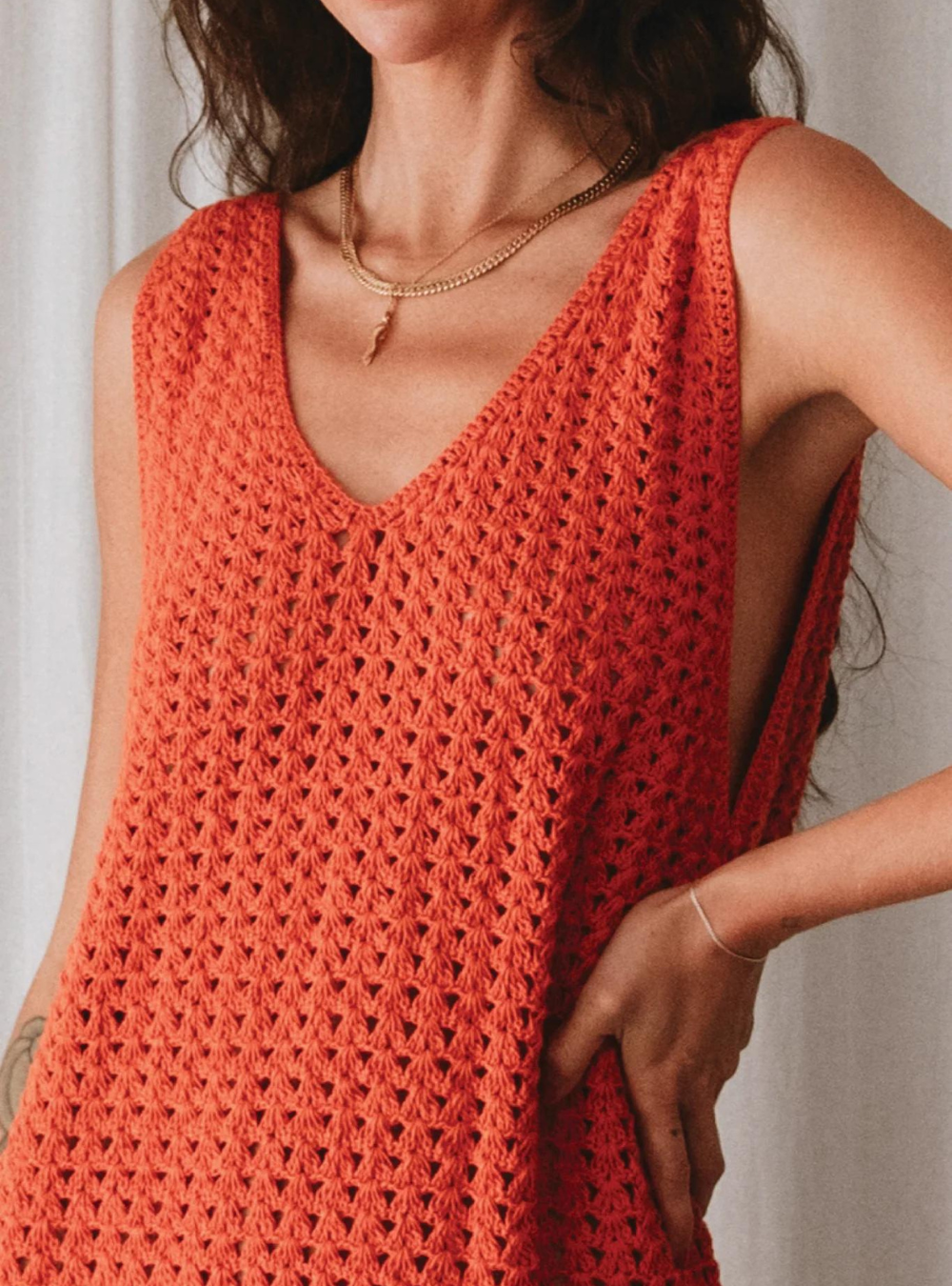 Maggie Crochet Midi Dress - Sunkissed