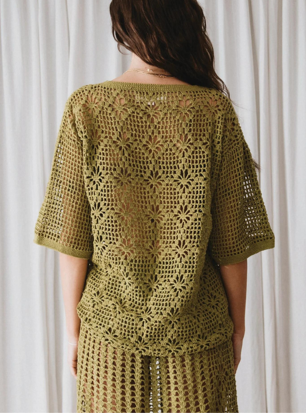 Maggie Crochet Shirt - Olive