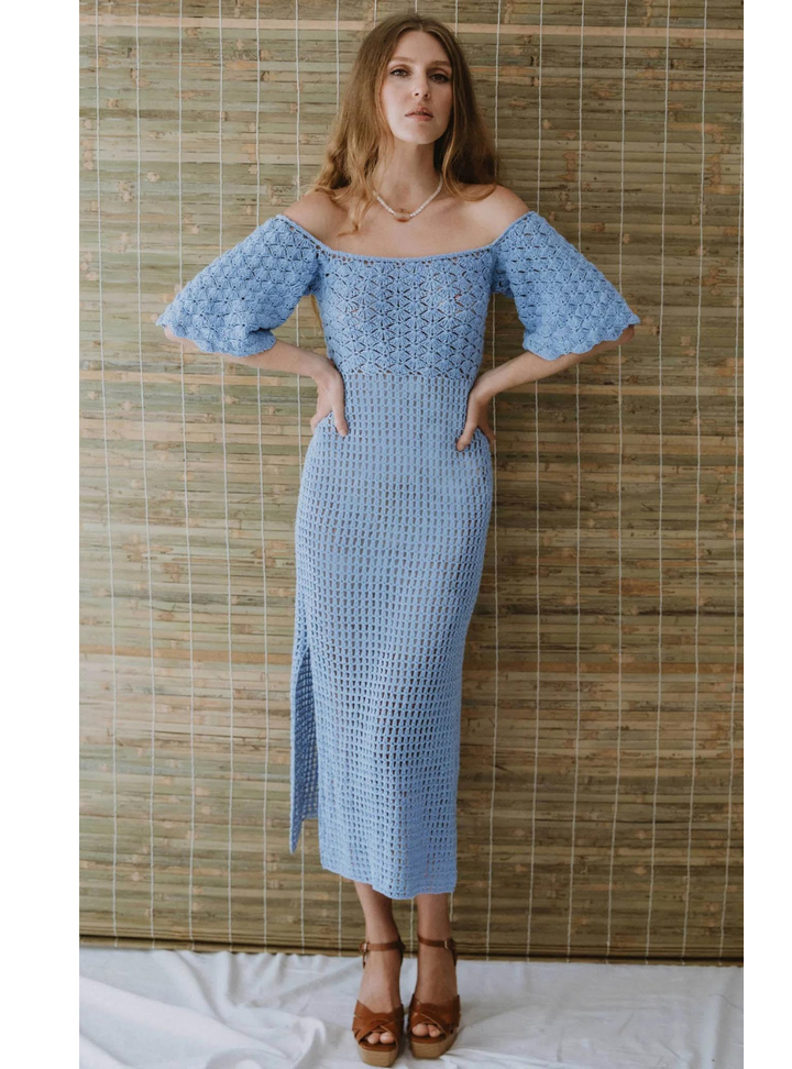 Posy Crochet Dress - Blue Bell