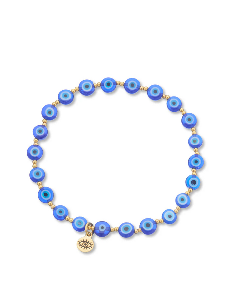 Mati Evil Eye Glass and Brass Bead Bracelet